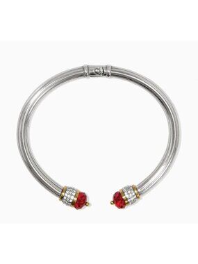 Brighton Meridian Red Open Hinged Bangle Bracelet JF0146  $118 NWT